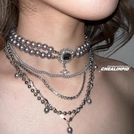 [Store Recommendation] Gray Pearl Multi-Layered Jewel Necklace choker Light Luxury Niche Design Clav