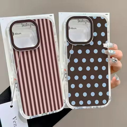 Ins Brown Red Polka Dots Phone Case For Xiaomi Redmi Note K60 15C 15 14 13 12 12C 11 10 10C 13C 10X 