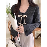 [HZA] Women's Loose Cardigan with Bow Tie