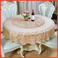 8-10 Person Round Printed Tablecloth 210cm PVC Waterproof Oil-proof Table Mat Dining Table Cover