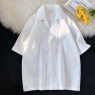 Áo Sơ Mi Nam Cổ CuBan Form Rộng - Áo Sơ Mi Ngắn Tay Chất Liệu Đũi Nhăn Mùa Hè Mát Mẻ