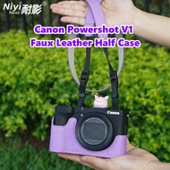 Canon V1 PU Case Canon Powershot V1 Protective Shell Base Camera Bag Leather Sleeve Strap Accessorie
