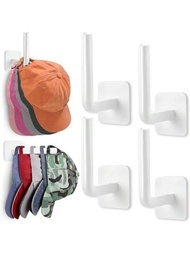 4入組l型多功能掛鉤,可延伸的白色帽架,掛在牆上的帽子組織者,自粘帽架,帽子和頭髮配件儲物架,適用於無孔面的家居儲物工具