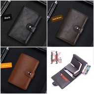 Minimalist RFID Protected Leather Metal Money Clip Wallet Purse Name Card Holder Thin Slim Pop Up Me