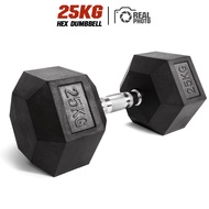ดัมเบล หกเหลี่ยม หุ้มยาง 25KG (1 ข้าง) HEX Dumbbell - เครื่องออกกำลังกาย แบรนด์ IRONTEC