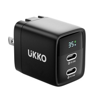 【UKKO】35W GaN 氮化鎵 雙USB-C數位顯示急速充電器
