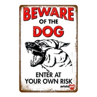 Beware of Cat Dog Metal Tin Signs Warning Guard Dog Loose Wall Plaque Bar Kitchen Home Art Craft Dec