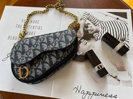 Dior Vintage 中古 藍老花mini馬鞍包 化妝包 腰包