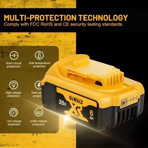 100% High Rate Genuine Dewalt 20V Battery, Dewalt DCB200 Power Tool Battery 2AH 5AH 6AH Rechargeable