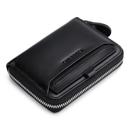 [COD] Men's Wallet Men's First Layer Cowhide Extraction Card Zipper Wallet Vertical Multi-Functional Gift Wallet