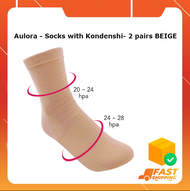 Aulora Socks with Kondenshi For Women- 2 pairs BEIGE (Size M,L)
