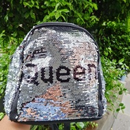 Sequin Kids Backpack with Queen Writing Sequin Kids School Bag/ Sequin Kids Bag/
