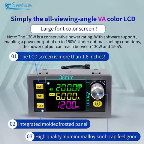 SK120 36V 6A 120W Buck Converter CC CV Step-Down Module LCD Adjustable Regulated Stabilized Voltage 