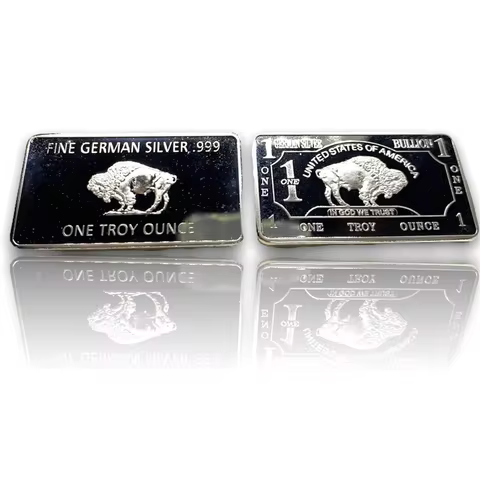 Silver USA Bullion 1OZ REPLICA German Silver Plated bar .999 REPLICA In God We Trust 100mills