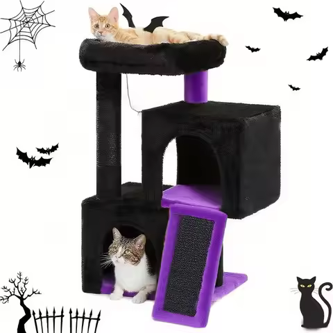 Gothic Cat Tree With Bed for Indoor Cats Gothic Black Cat Tree Cat Activity Tree with Cat Scratching