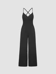 Cider Solid Cross V-neck Jumpsuit