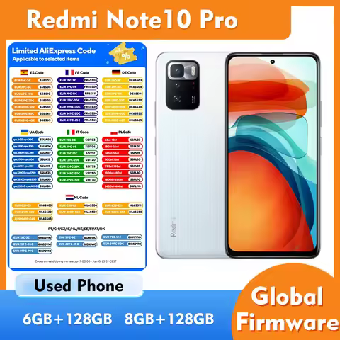 Redmi Note 10 Pro 5G 6GB 8GB RAM 128GB ROM SmartPhone 6.6inch 5000mAh Charging 67W used phone