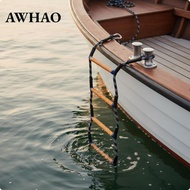 [AWHAO] Marine Safety Ladder Flexible Rope Ladder for Boat Rope Boarding Step Watercraft Dock Access