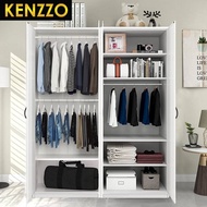 KENZZO : 4 Door Multifunctional Wooden Wardrobe/2 door+3 door /5 tier multifunctional wardrobe WITH 3 hanging pole