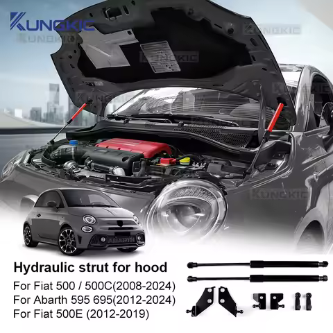 For Abarth 595 695 2012-2024/ Fiat 500/500C 2008-2024/ 500E 2012-2019 Front Bonnet Gas Struts Hood L