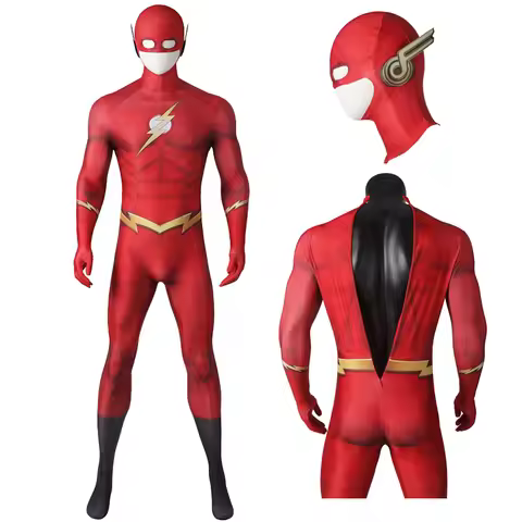 Red Barry Allen Adult Men Halloween Cosplay 3D Digital Printing Jumpsuit Cosplay Bodysuit Zentai Sui