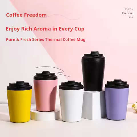 12oz Coffee Mug Stainless Steel Thermos Mug Car Insulated Flask Water Tumbler for Outdoor Sports Non