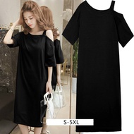 Dress S-5XL Plus Size Women's Off-shoulder Dress Summer autumn Korean Long T-shirt Dresses Loose Clothes