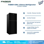 FABER 430L 2 Door Refrigerator LUSSO 432BK | 20x Stronger Tempered Glass Tray | Refrigerant R600a | 