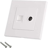 XYWHPGV Dual Panel 86 Type Wall Plate Socket Ports Antenna Telephone TV RJ11(35a02 211d5 03c8d Baa85