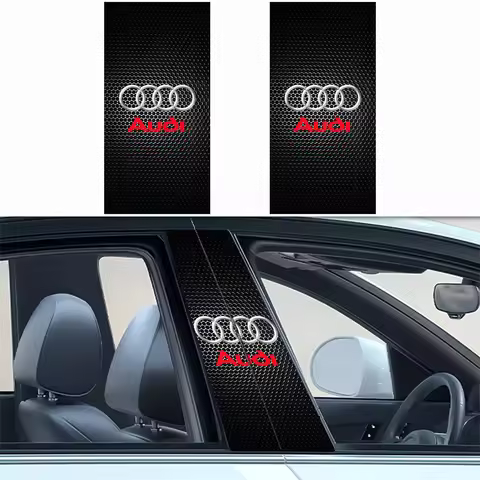 2Pc B-Pillar Center Column PET Decals Emblem 3d Sticker Center Cover For Audi A4 S3 8P B5 A1 RS5 A8 