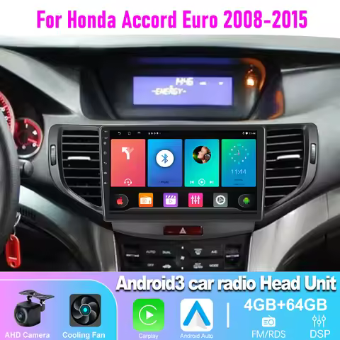 Car Radio For Honda Accord Euro 2008-2015 9" 4+64GB Wireless CarPlay Android Auto Head Unit GPS BT S