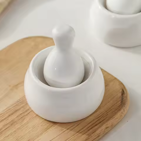 Ceramic mortar Chinese medicine masher Ceramic food and drug grinding bowl grinding rod medicine mor