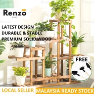Creative Solid Wood Flower Pot Rack Balcony Indoor Outdoor Home Plant Display Rak Pasu Pokok Bunga G