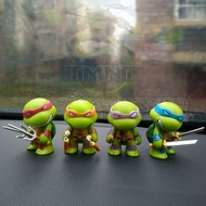 4 pcs ชุด Teenage Mutant Ninja Turtles TMNT มินิตัวเลข PVC ตุ๊กตารถ Auto Decor ของขวัญเด็กเล่น