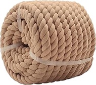 Cotton Rope Twisted Brown Rope (1 in x 100 ft) Natural Thick Rope for Crafts, Tug of War，Railings, Hammock, Decorating