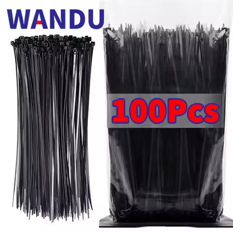 100pcs Self-locking Plastic Nylon Tie Black Fastening Strap Cable-Tie-Set Cable Zip Tie Fastening Ri
