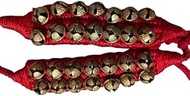 Brass 2 Line Red Ghungroo Pad 12+12= 24 Bells for Kathak,Bharatnatyam and Classical Dance Red Classi