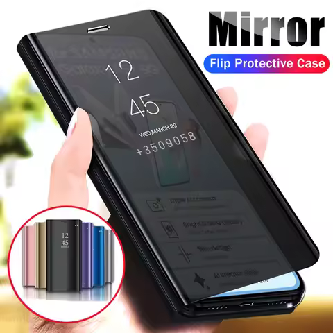 Luxury Smart Mirror Flip Leather Cover for Samsung Galaxy A57 5G Case Magnetic Stand Book Coque on S