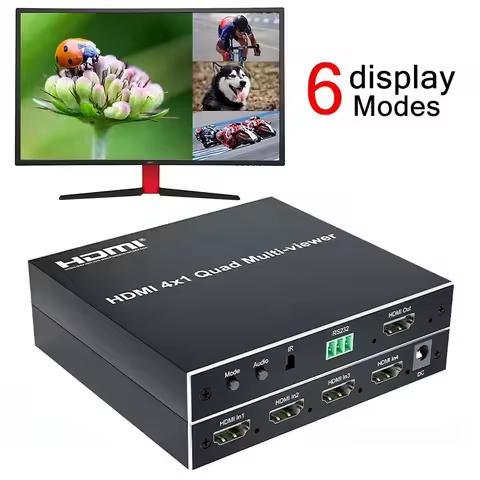 1080p HDMI 4x1 Quad Multi Viewer 4 in 1 Out HDMI Multi-viewer Screen Seamless Switcher 6 Display Mod