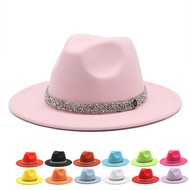 Diamond Band Fedora for Women Jazz Hat Unisex Fedora Jazz Hat Church Bling Bling Felt Hat Red Bottom
