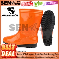 HIJAU Fusha 802-2 Boots Shoes Black Orange Yellow Green Rubber Material Economical Farmer Tough Foot