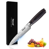 HECEF Petty Knife 127mm 5Cr15MoV High Carbon Stainless Steel Damascus-style Pattern Pakkawood Handle