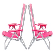 STOBOK 2PCS Mini Dolls House Miniature Folding Beach Chairs Plastic Beach Lounge Chairs Dollhouse Fu