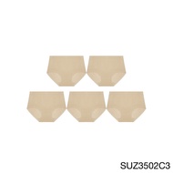 ( Set 5  ชิ้น ) Sabina กางเกงชั้นใน Seamless Fit รุ่น Panty Zone รหัส SUZ3502 สีเนื้อเข้ม