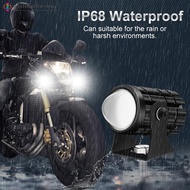 Wishlistforyou 12-80V Dual Color Motorcycle LED Headlight Projector Lens ATV Scooter Driving Spotlig