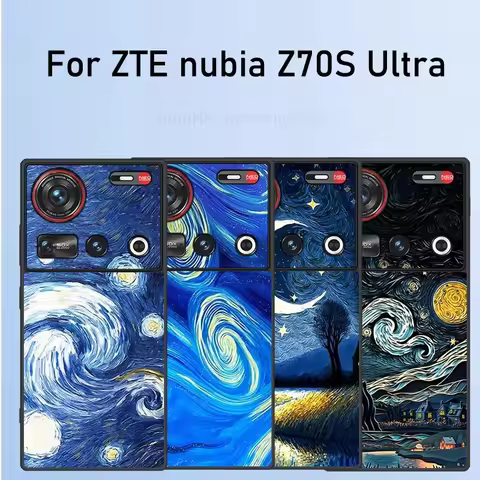 Cases For ZTE nubia Z70S Ultra Starry Night Moon Leather Phone Case Nubia Z60 Z70 Ultra Soft Silicon