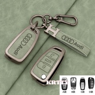 Zinc Alloy Leather Car Key Case Cover Protective Shell Fob For Audi Q1 Q3 Q5 Q7 A1 A2 A3 8V A4 B8 B9