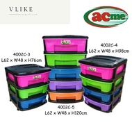 ACME Plastic Drawer / Cabinet / Storage Cabinet Multi Color 4002C-3 4002C-4 4002C-5 (3 Tier / 4 Tier / 5 Tier)ACME塑料抽屉/柜