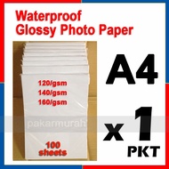 A4 100sheets Waterproof Glossy Photo Paper 120gsm / 140gsm / 160gsm