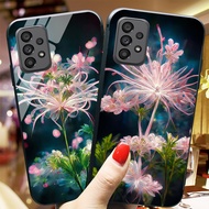 Samsung a33 / ss a53 / ss a73 glass phone case with spider lily pattern / glass cover